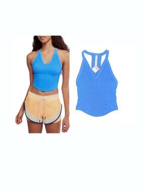 Free People Movement All Clear Jacquard Tank Top Blue Active Women M/L